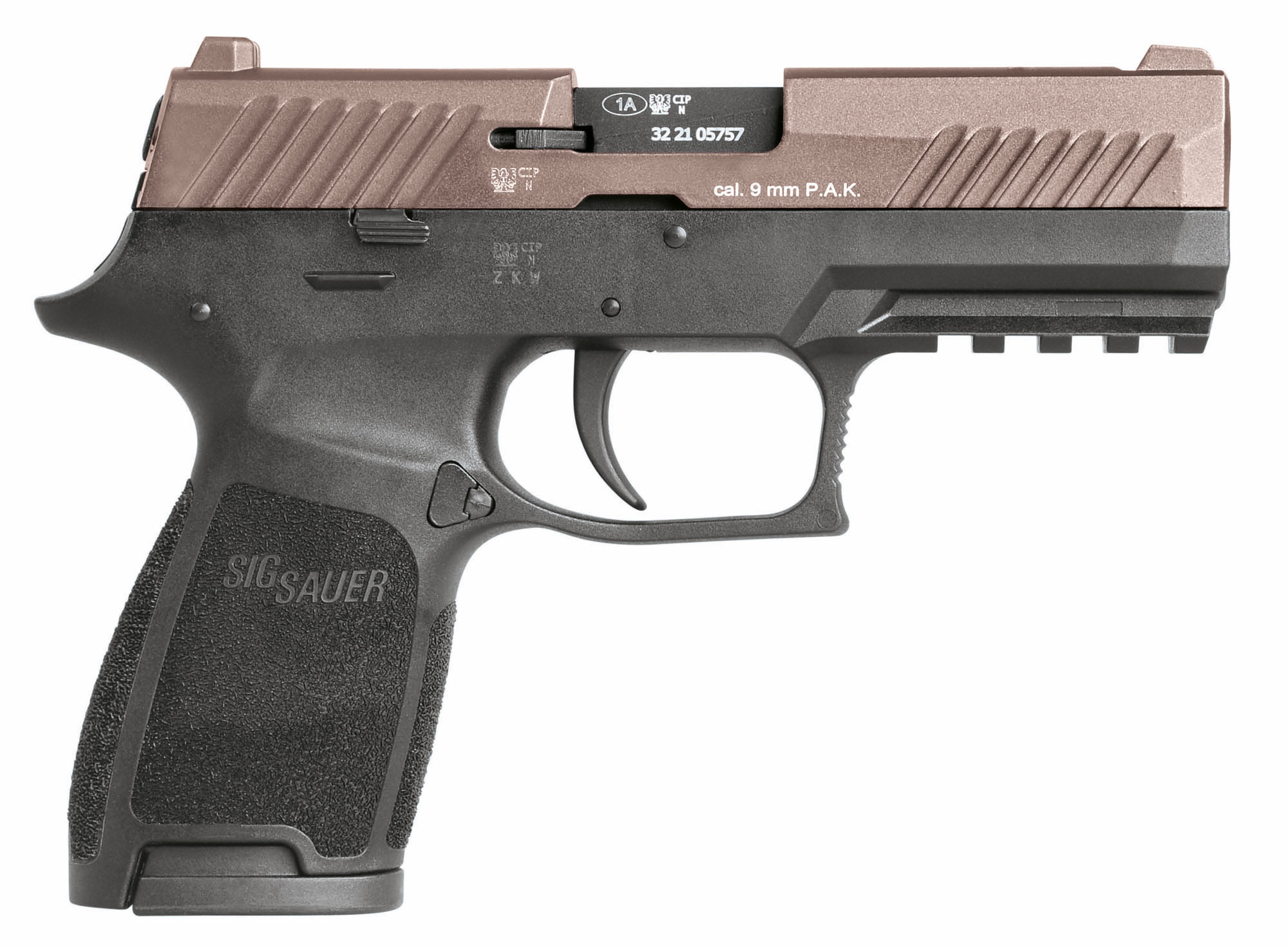 ACP674-2 Pistolet à blanc SIG SAUER P320 noir 9mm P.A.K. Pink Gold