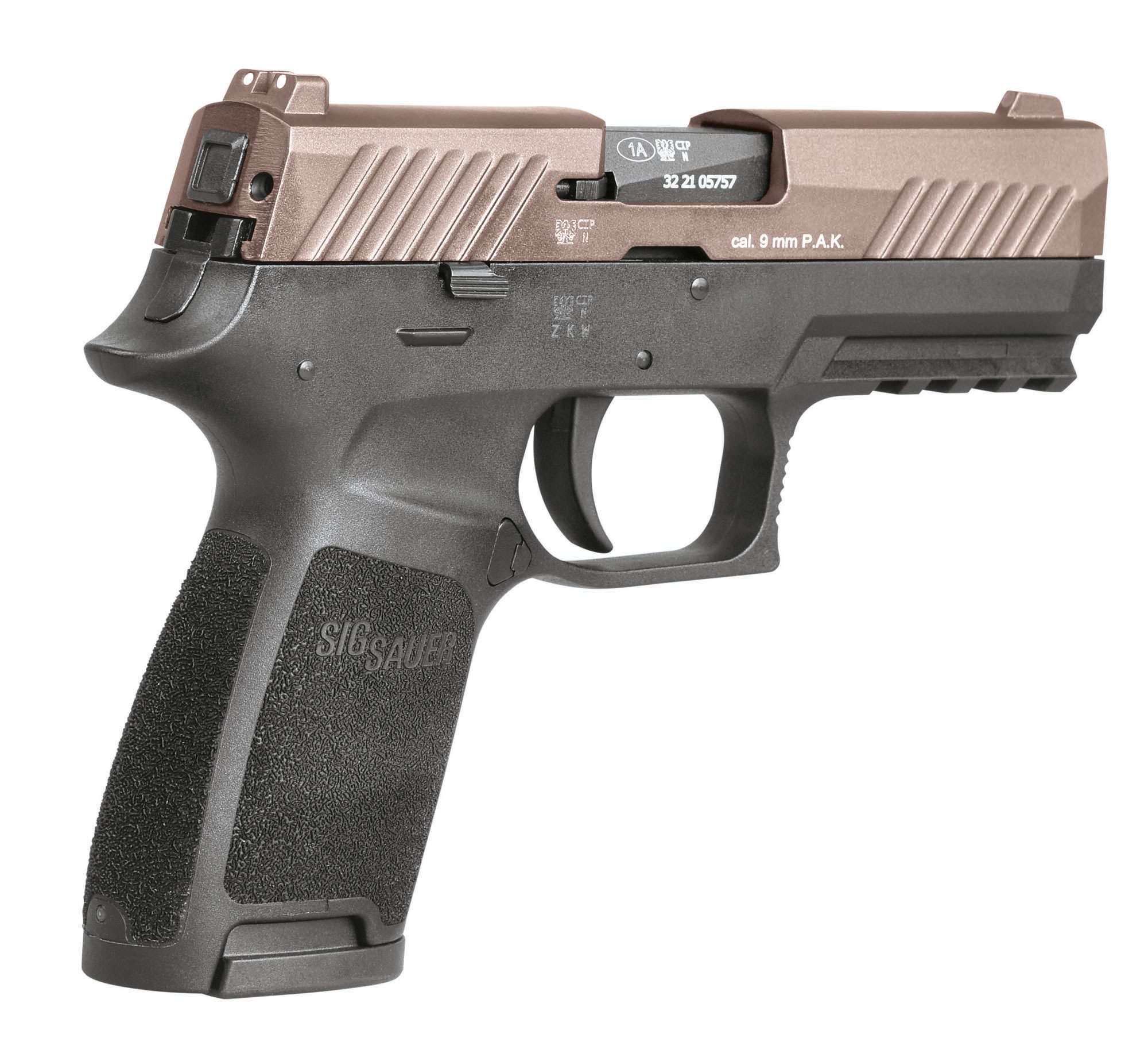 ACP674-3 Pistolet à blanc SIG SAUER P320 noir 9mm P.A.K. Pink Gold