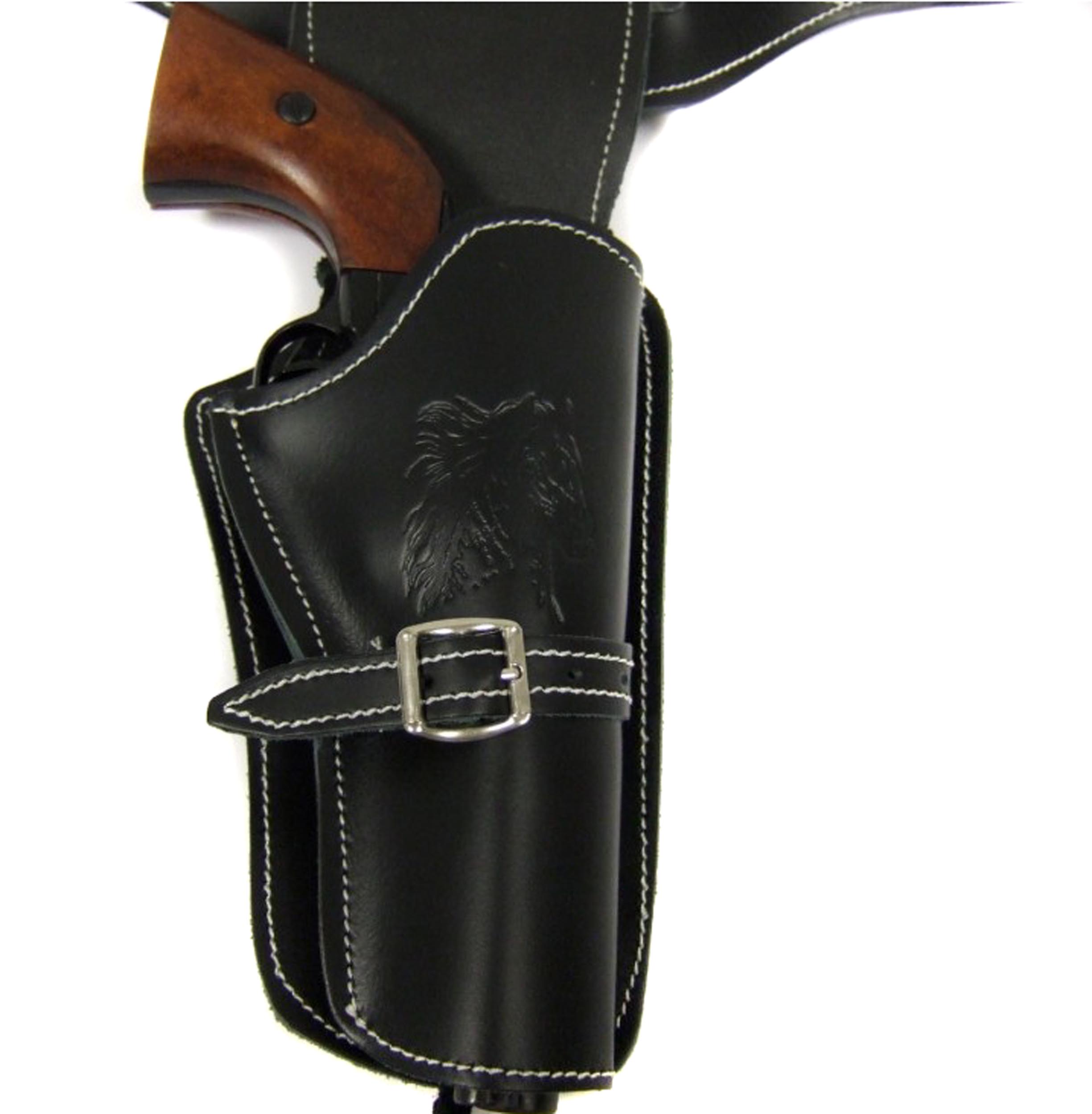 Ceinturon noir avec un holster pour revolver Western