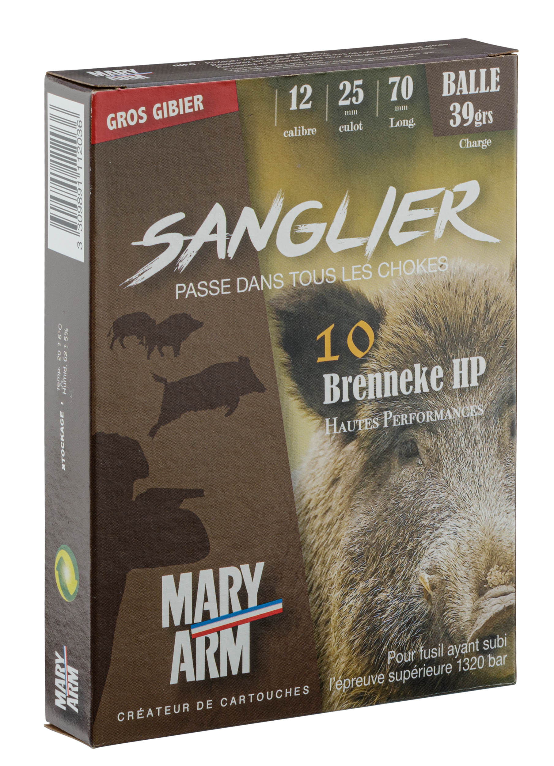 MAR1153-02 Cartouches Mary Arm Brenneke Sanglier 39 HP - Cal. 12/70 - MAR1153