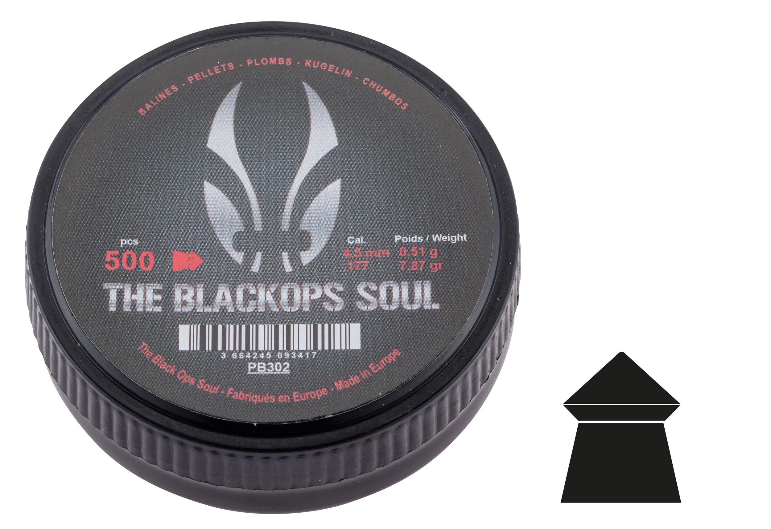 PB302-12 Leads The Black Ops Soul with pointed head cal. 4.5 mm - PB302